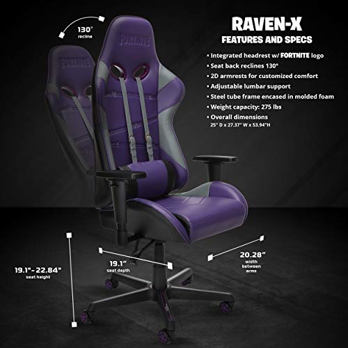 Respawn Raven X Fortnite Gaming Stuhl, Ergonomischer Liegestuhl (raven 04), Leder